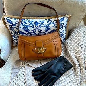 Etienne Aigner Tan Leather Shoulder Bag with Gold Hardware